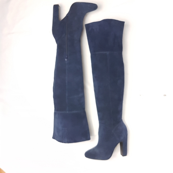 ALDO Blue Suede OTK Boots 4.5" Heel Size 6 - Picture 2 of 14